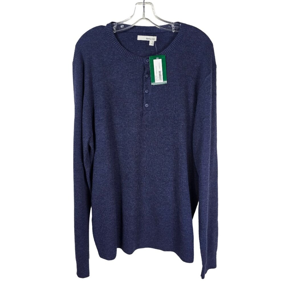 Hawker Rye Johnny Thermal Henley Sweater‎ XL Navy Outdoor Preppy Casual Autumn